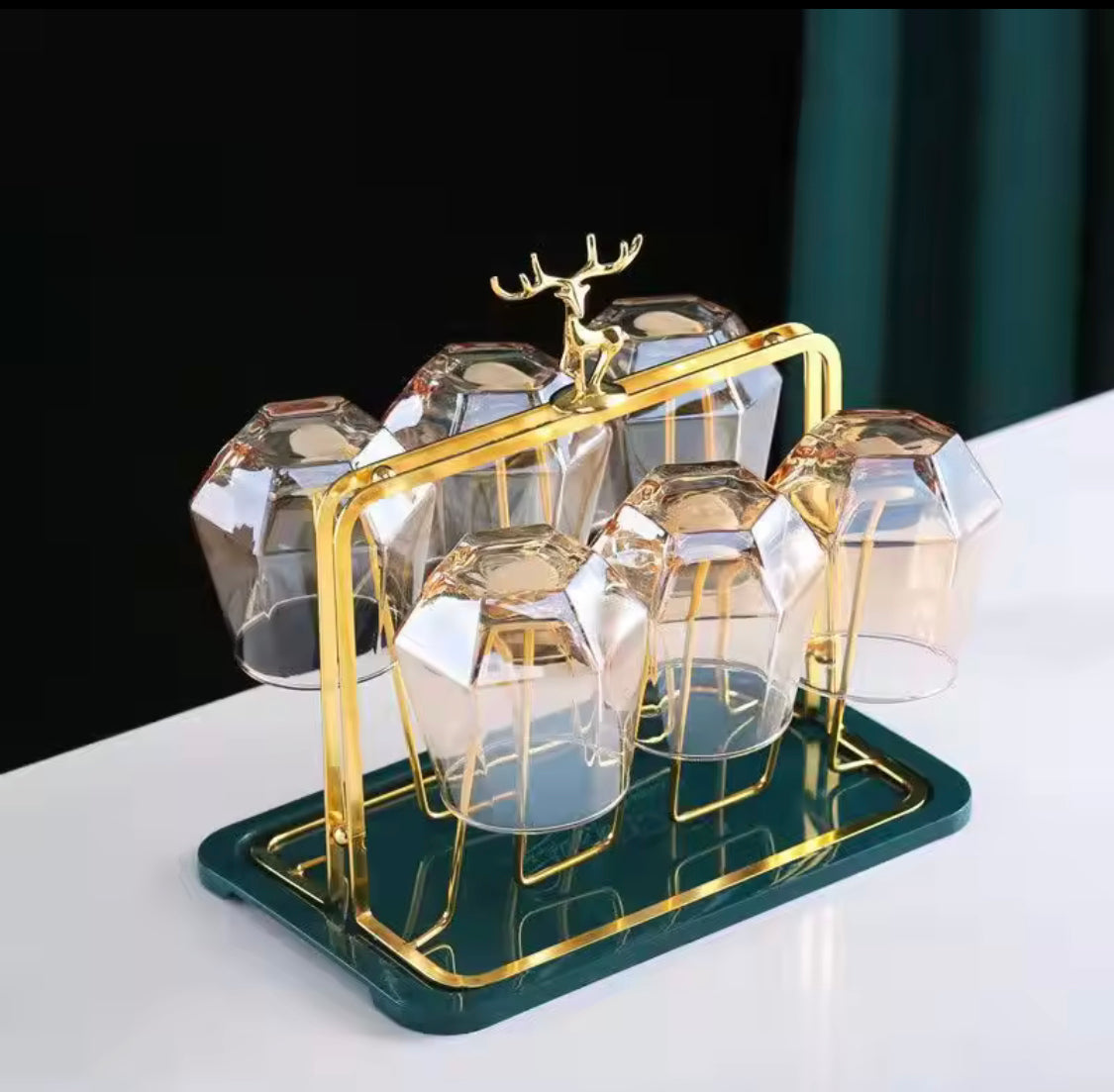 Metal Golden Glass Stand Rack
