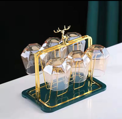 Metal Golden Glass Stand Rack