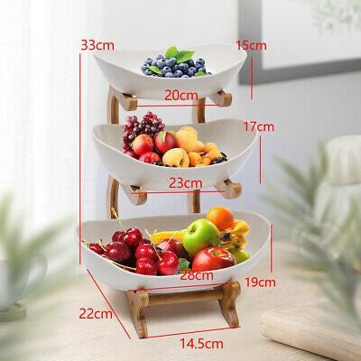 3 Layer Food Platter with Wooden Stand