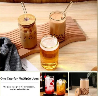 Coffee Glass With Lid and Straw