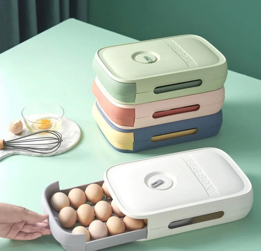 Automatic Rolling Kitchen Egg Storage Box Drawer Organizer