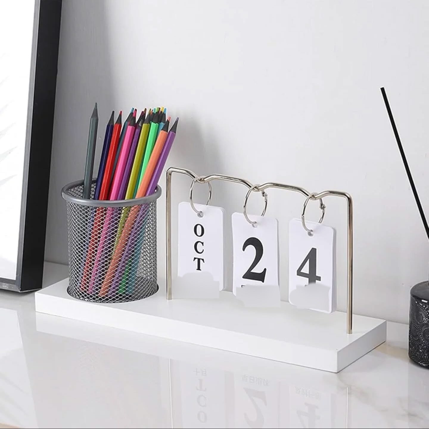 Metal Calender with Pen Holder