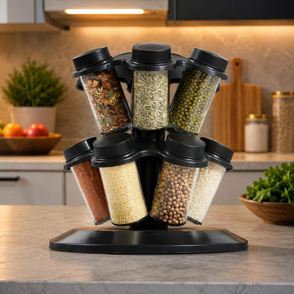 12 Pcs Rotating Glass Spice Jars