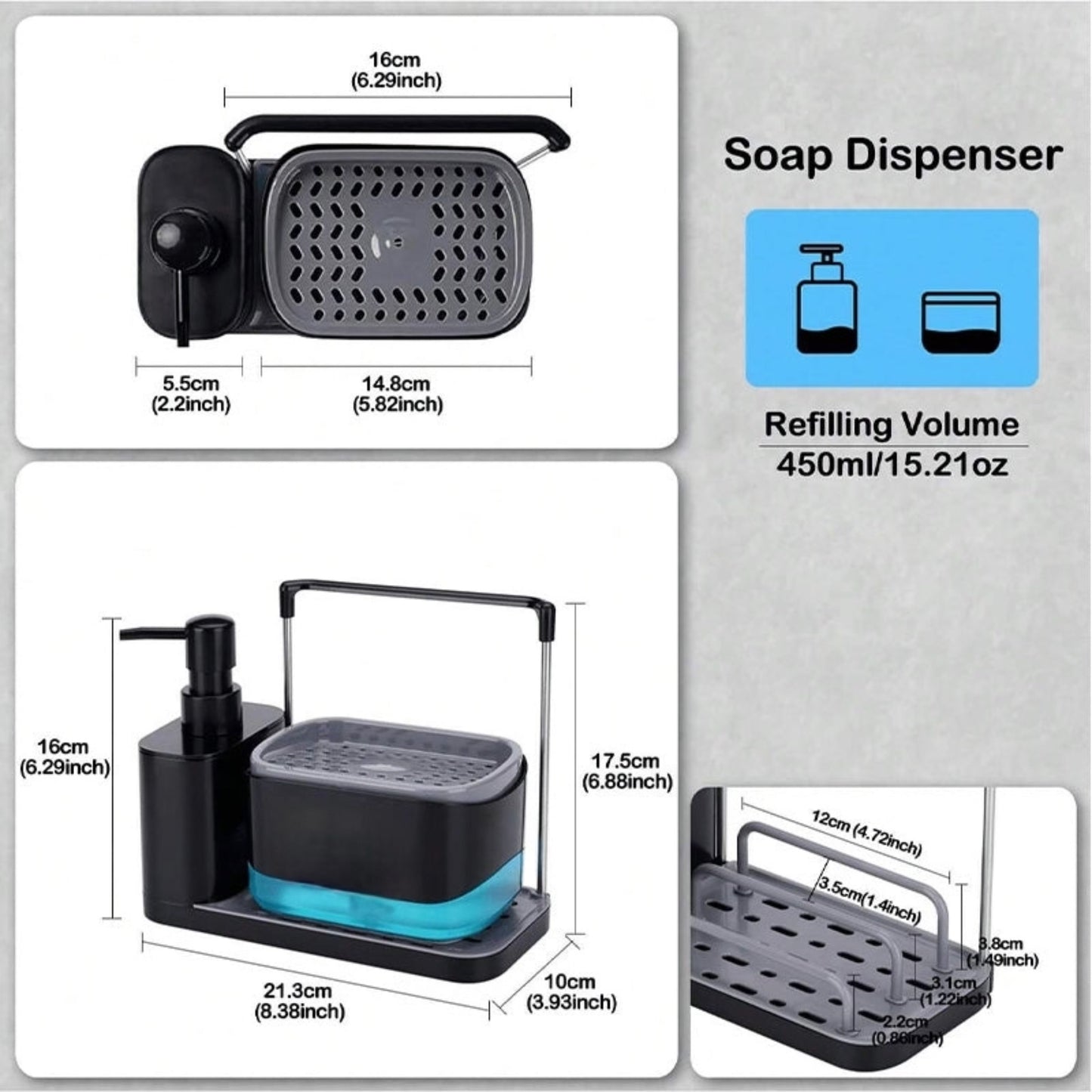 3 in 1 Sink Soap Dispenser Organizer