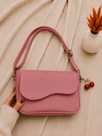 Girls Shoulder Bag with Cherry Keychain