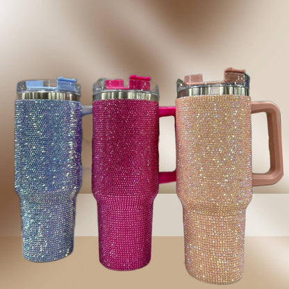 40oz Rhinestone Tumbler with Lid and Straw