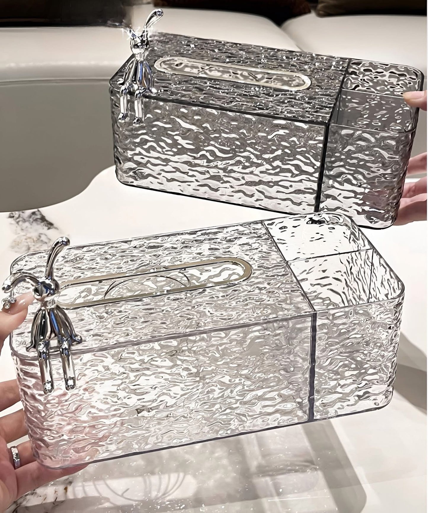 Glacier Tissue Box with Storage Holder