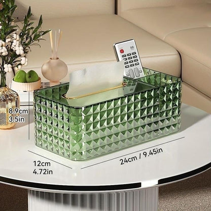 Acrylic 2 in 1 Tissue Box and Storage Organizer