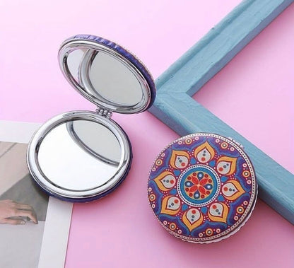 Foldable Makeup Mirror Double-Sided Mini PU Makeup Mirror