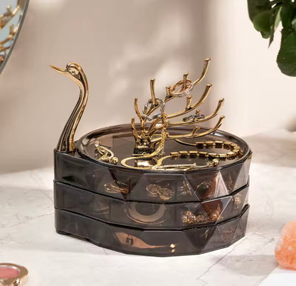 3 Layer Acrylic Swan jewellery Box