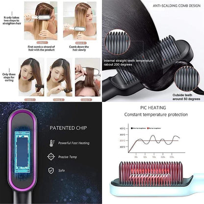 Electric Hair Brush Straightener