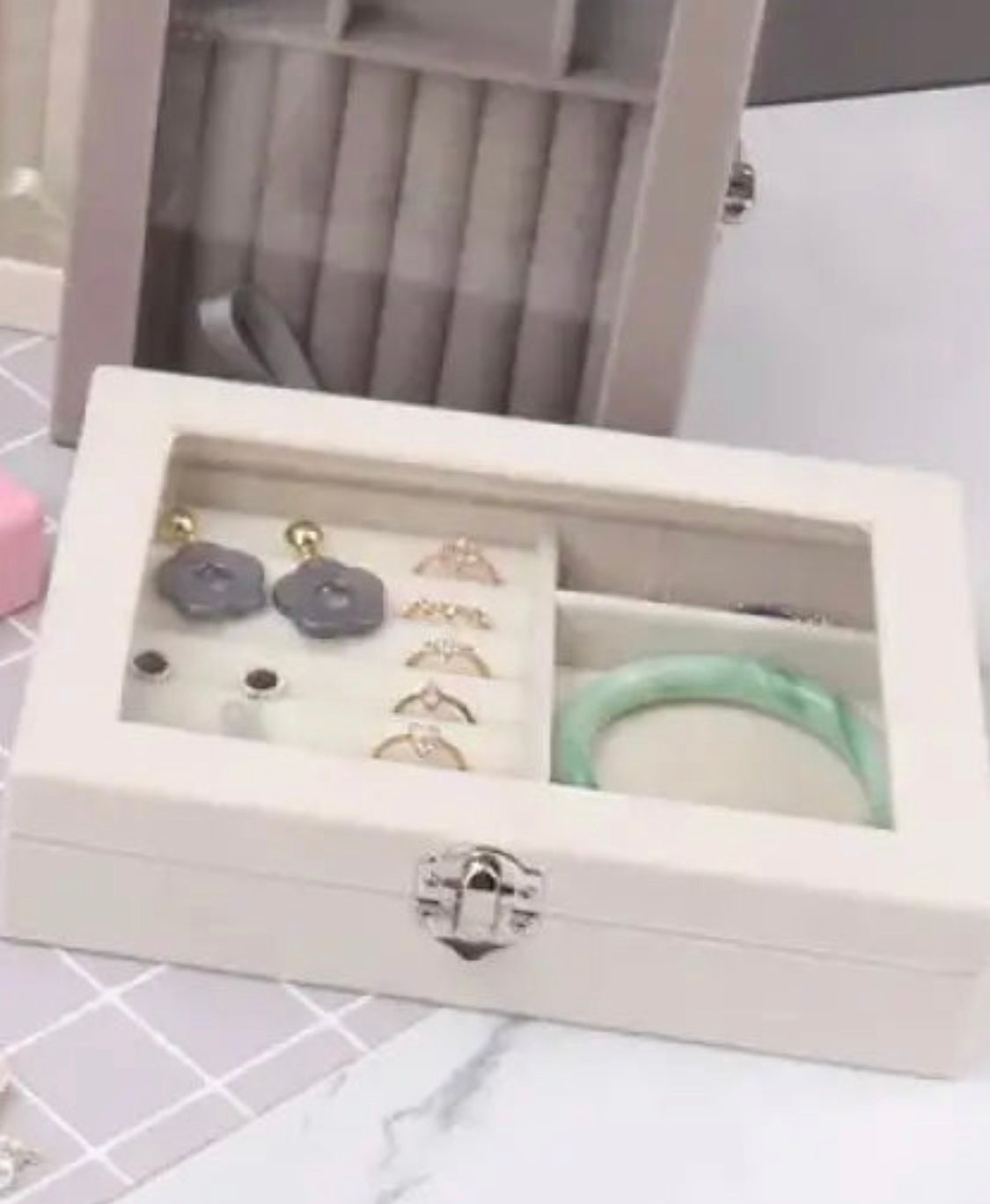 Velvet Earrings & Rings Jewellery Organizer