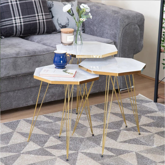 3 Pc Octagon Table Set for Home Decor