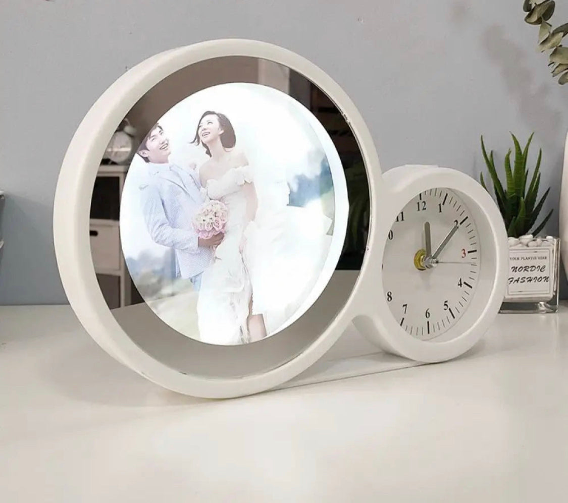 Alarm Clock with Led Mirror photo Frame