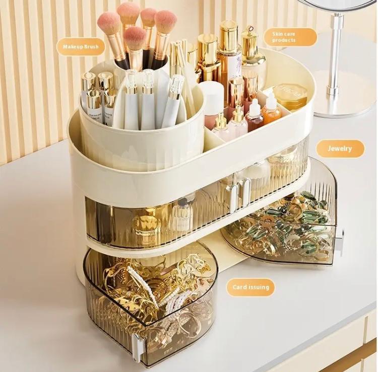 New 2 in 1 Makeup Organizer + Brushes Holder Multi Layer Cosmetics Storage Box