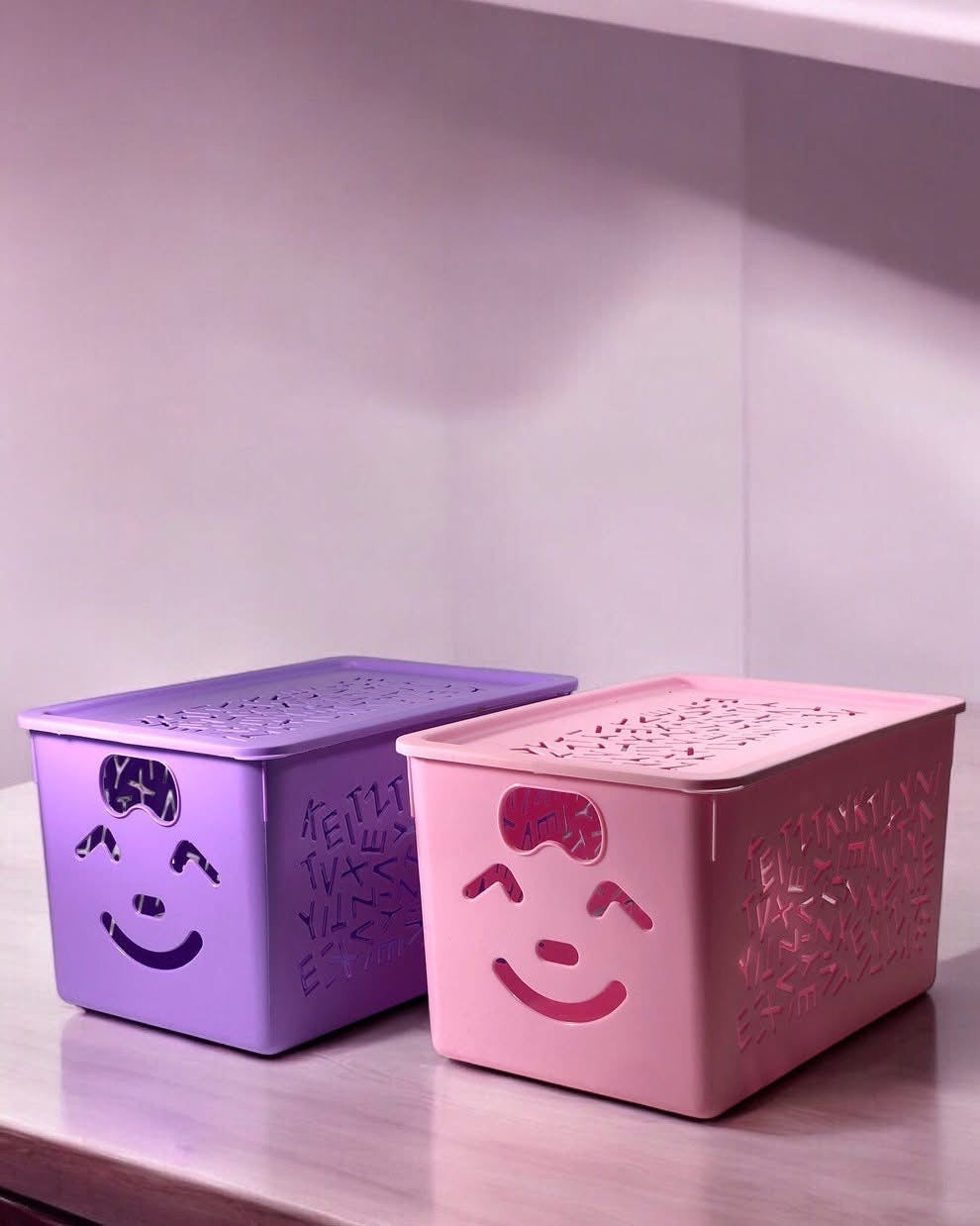 3 Pcs Smiley Storage Basket with Lids