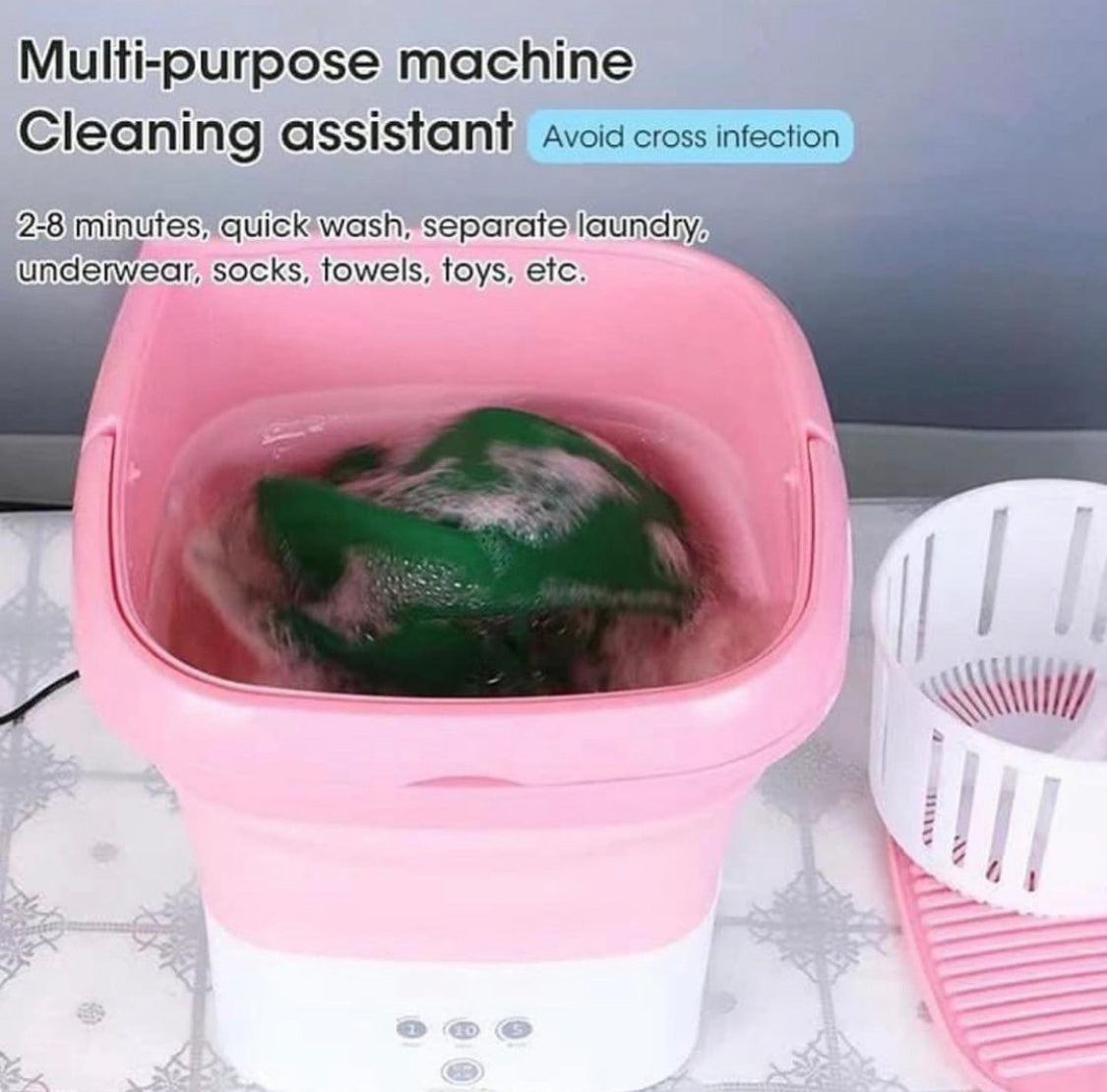 Foldable Washing Machine with Drying Bucket