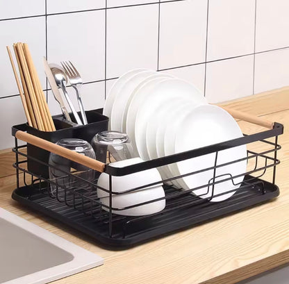 Wood Handle Dish Drain Rack