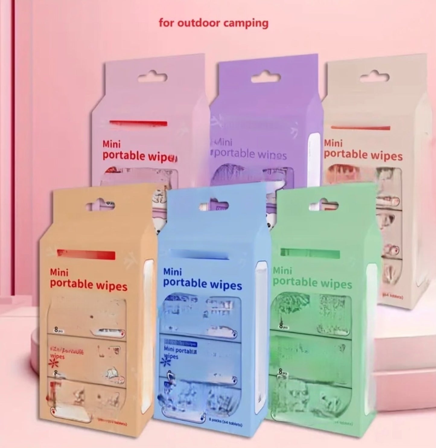Pack of 6 Mini Portable Travel Wipes