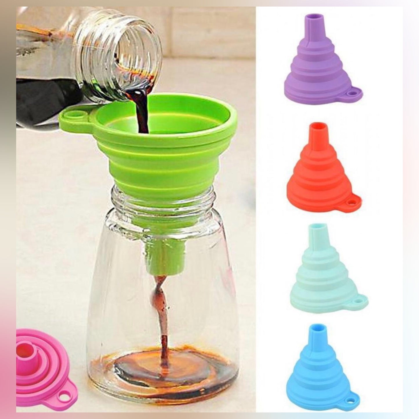 2 Pcs Silicone Multifunctional Funnel