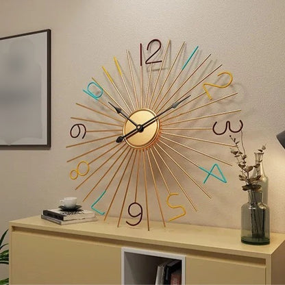 Golden Colourful Digit Wall Clock