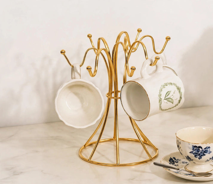 Golden 6 Pcs Mugs Holder Rack