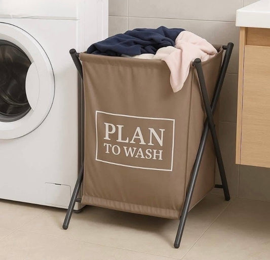 Foldable Laundry Basket with Metal Stand