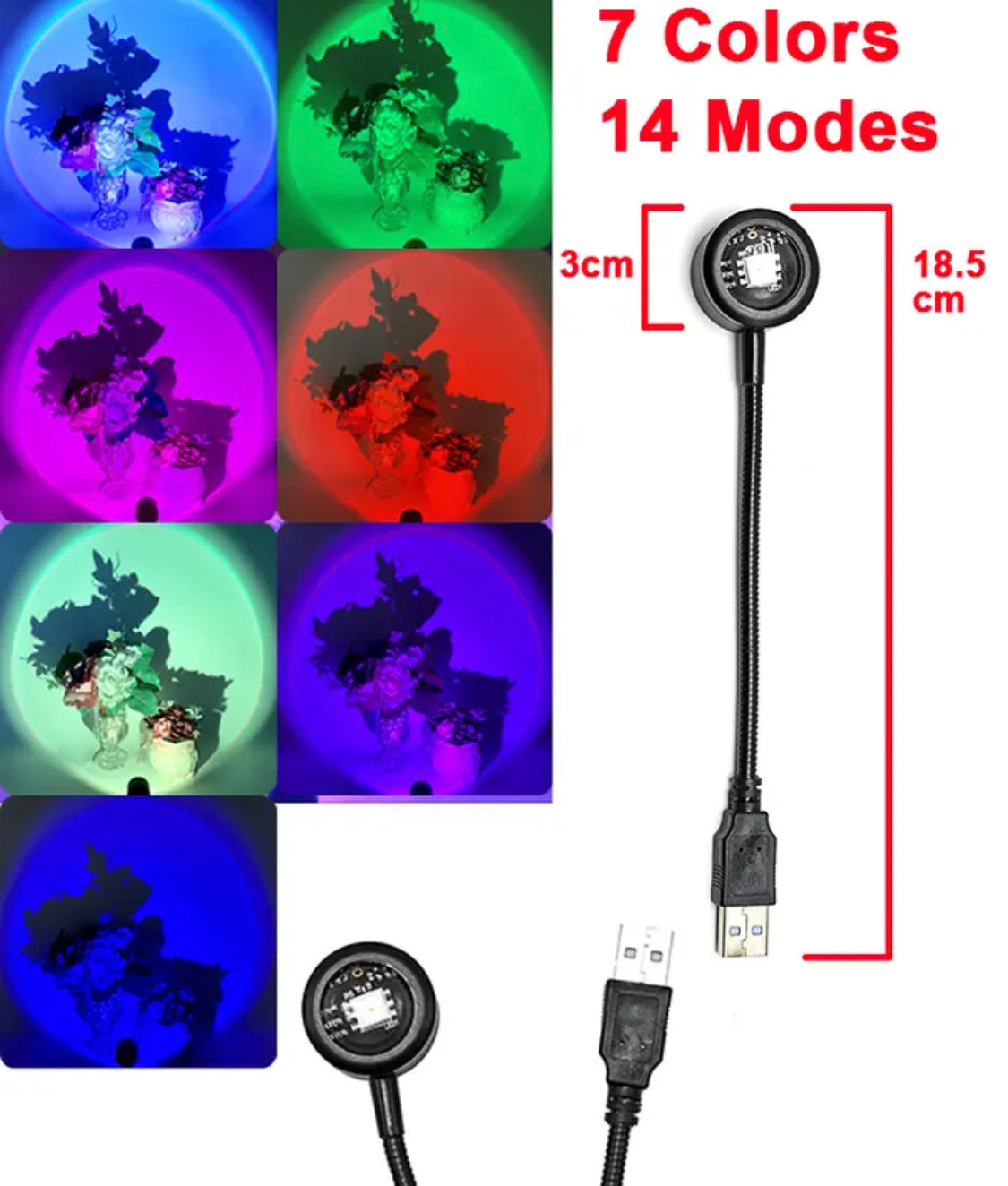 USB Sunset Lamp with 7 Colours Changeable