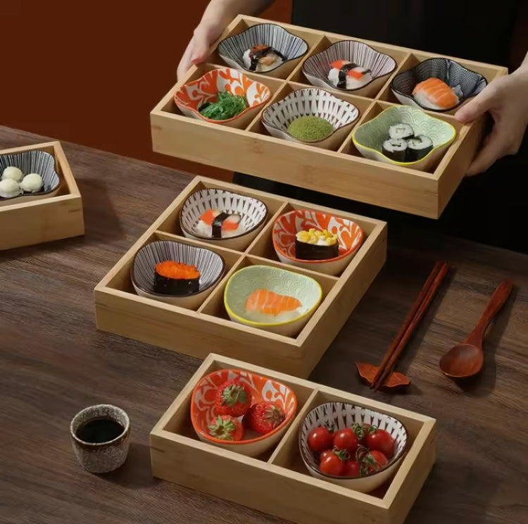 4 Grids Portion Wooden Tray