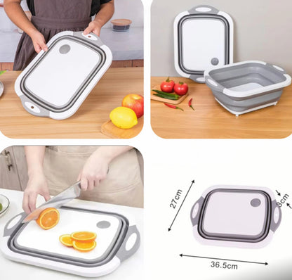 2 in 1 Foldable Cutting Board with Basket