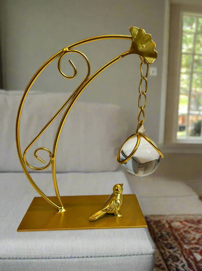 Metal Sparrow Crystal Ball Hanging For Decoration