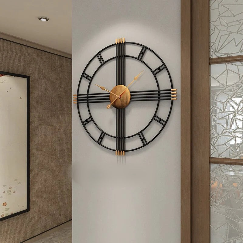 Black with Golden Metal Wall Clock