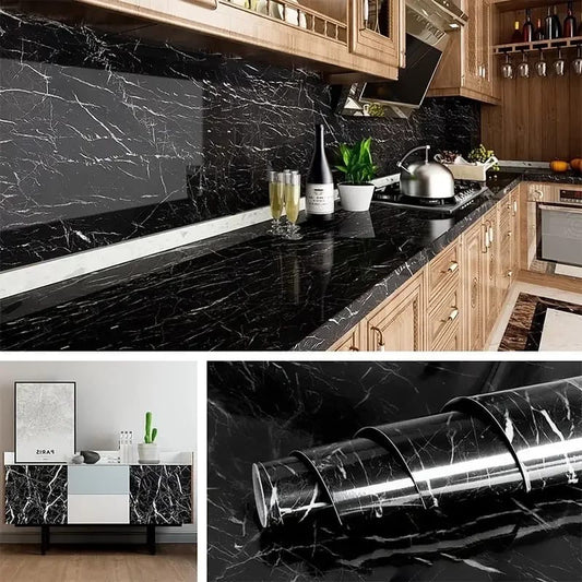 Black Marble Design Waterproof Sheet (60cm by 200cm)