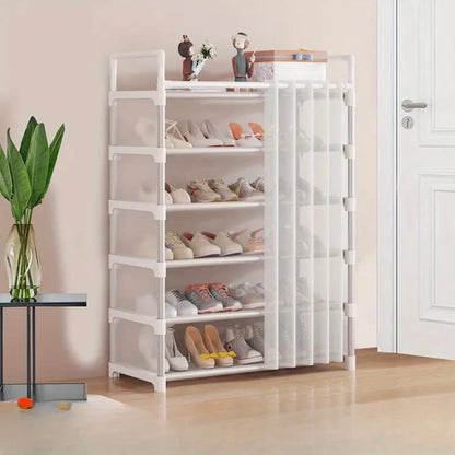 Multi-Layer Shoe Rack with Curtains