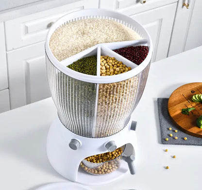 20kg Large 360 Degree 4 Portion Rotating Rice/Cereal Dispenser with Box