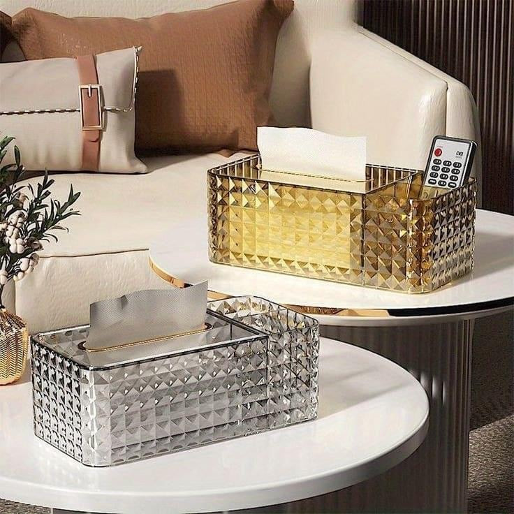 Acrylic 2 in 1 Tissue Box and Storage Organizer