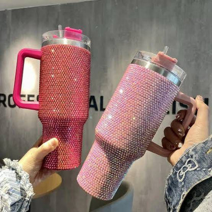 40oz Rhinestone Tumbler with Lid and Straw