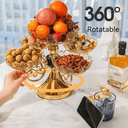 Imported Acrylic Rotating 360 Degree Dry Fruits / Chocolates 5 Portion Tray Set