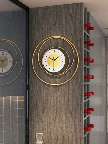 Golden Metal Wall Clock for Home Decor