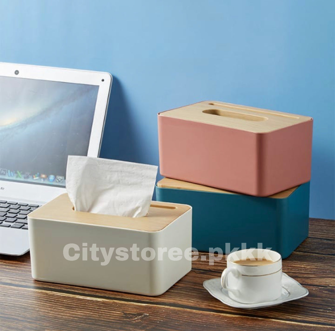 Tissue Box with Phone Holder