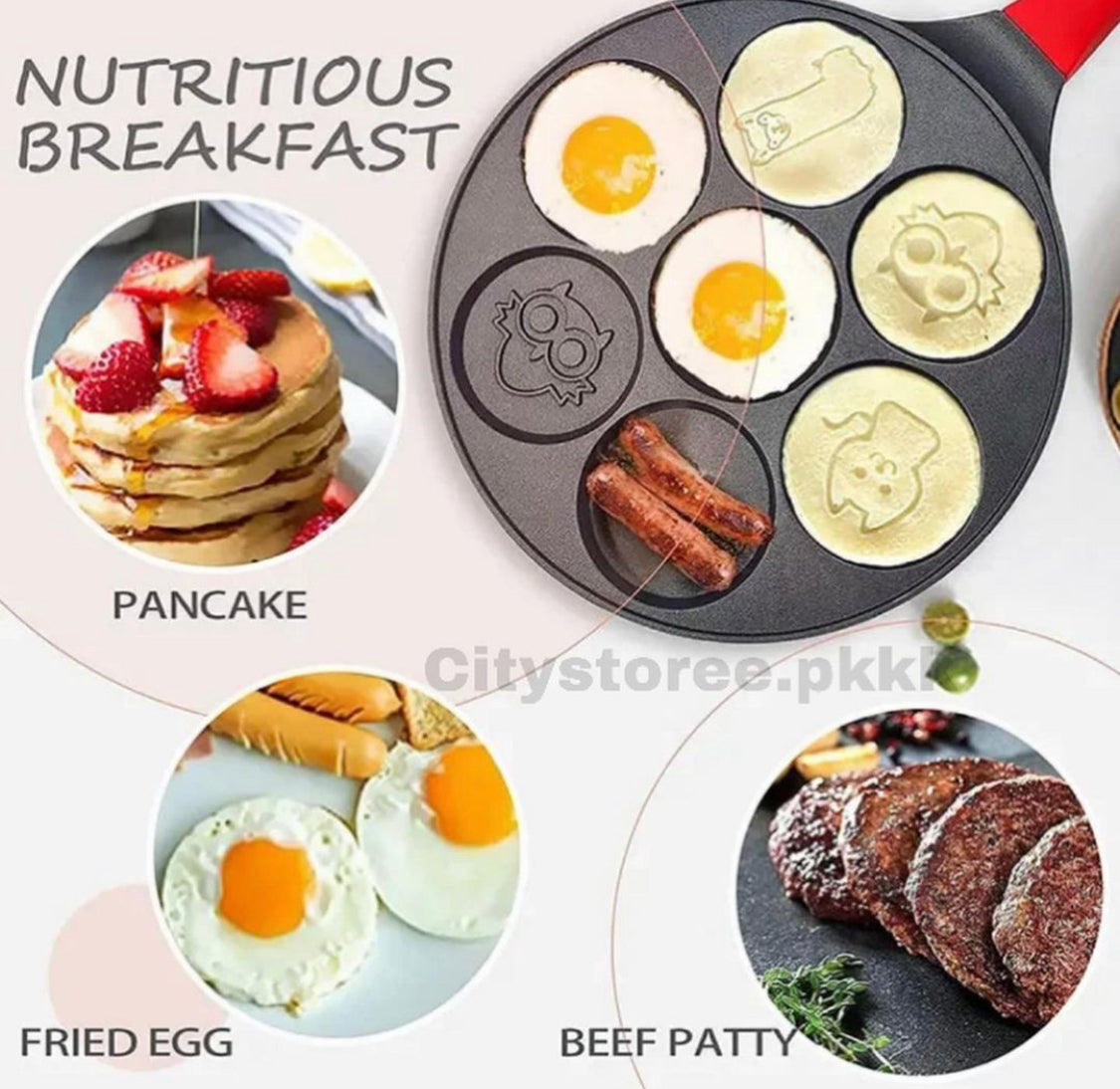 Partition Cooking Pan 7 Partition Smiley Face Breakfast Pancake Frying Pan – Citystore.pk
