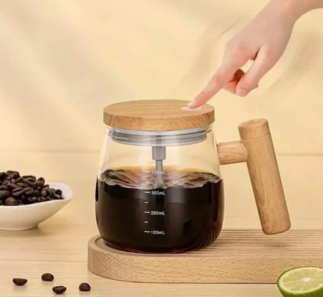 400ml Automatic Self Stirring Coffee Glass Cup with Lid