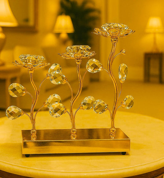 3 Pcs Golden Candle Stand For Home Decor