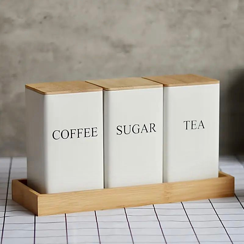 3 Pcs Coffee,Tea, Sugar Jars Set