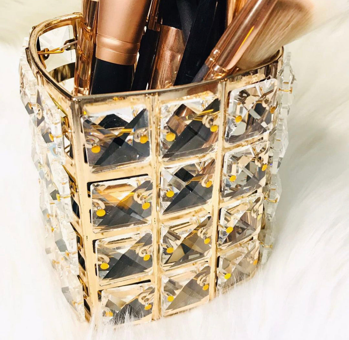 Heart Shape Crystal Makeup Brushes Holder