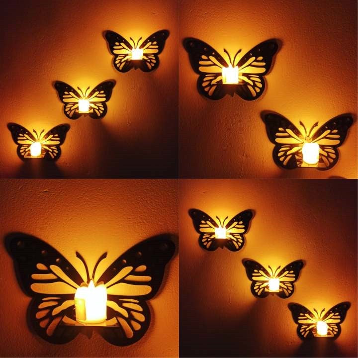 Wooden Butterfly Wall Candle Holder (6x8 inch)