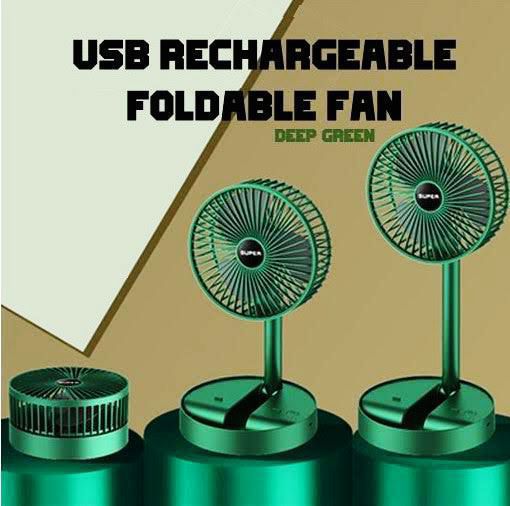 Folding Portable Telescopic Stand Fan USB with Rechargeable Battery 3 Speeds Super Quiet Adjustable Height