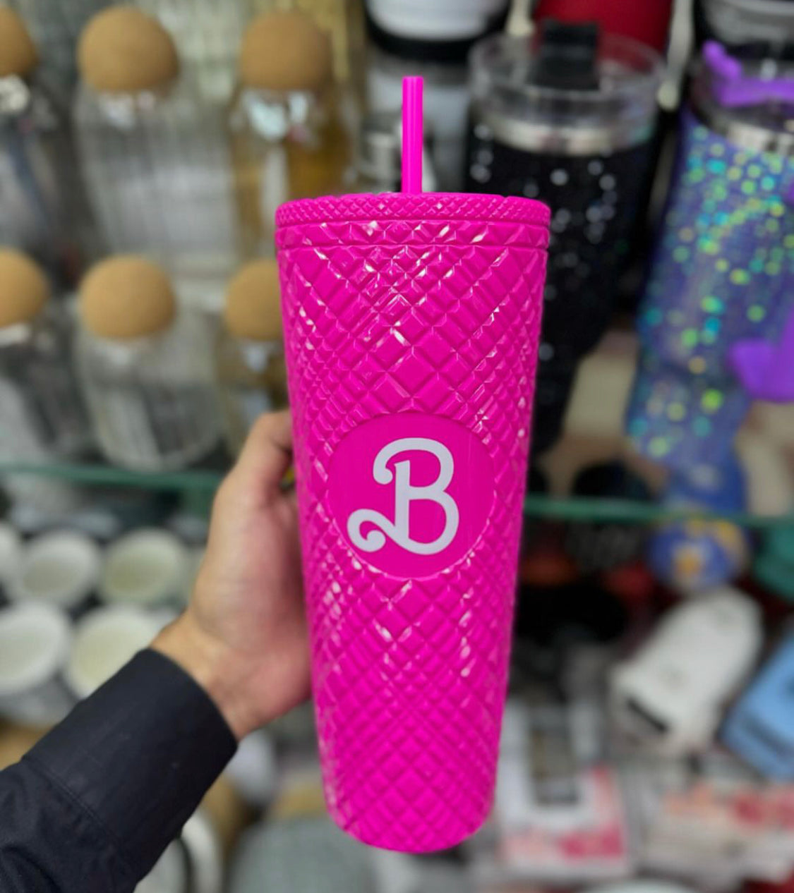 New Large Capacity Barbie Straw Tumbler Glass