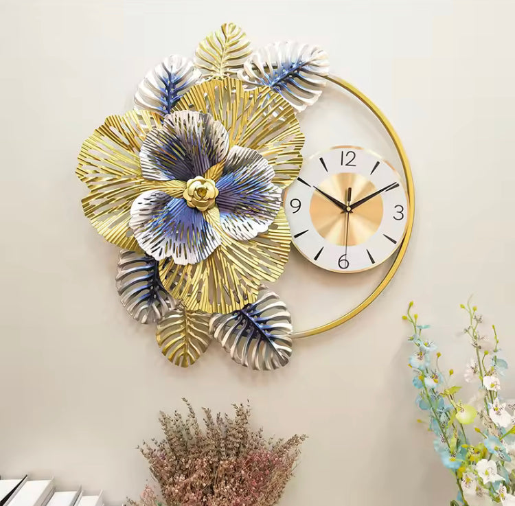 Metal Golden Wall Clock for Home Decor