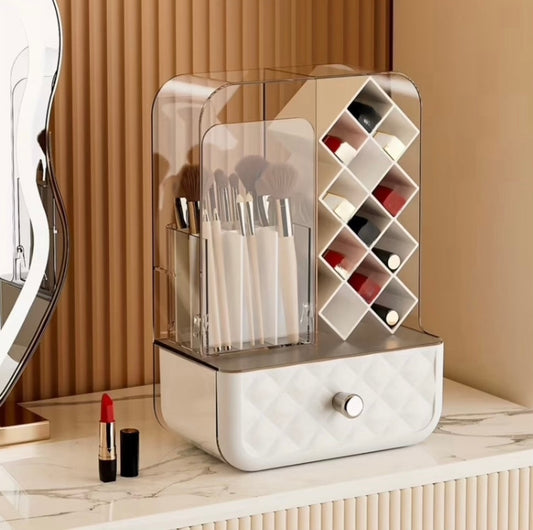 Dustproof Lipstick and Brush Holder with Drawer